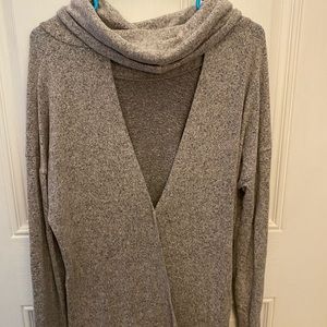 Heather grey open back sweater